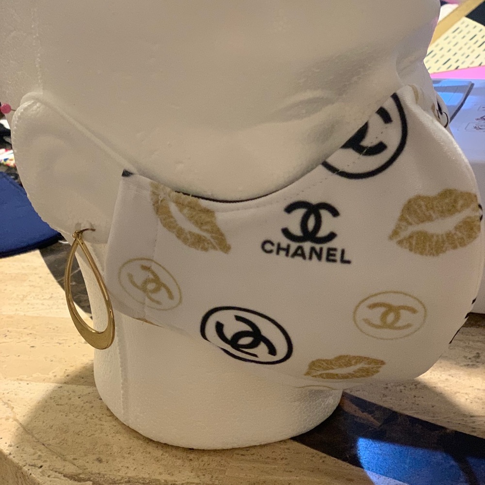 Gold and White Chanel mask, double filter